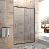Душевая дверь раздвижная VN46B-145-01-C5 1450x1950 Цвет профиля Чёрный матовый Стекло Прозрачное Veconi