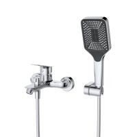 Смеситель для ванны и душа в комплекте с ручным душем, шлангом и держателем  DUE-VASM-CRM BelBagno