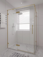 Душевой угол распашной 1200х800x2000 цвет профиля Золото брашинг стекло прозрачное осветленное AL-SP-12080-00-G-C4 Premium Veconi