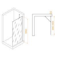 Перегородка для душа RGW WA-110Gb  90*195 351011009-16 профиль Золото браш стекло Прозрачное 8 мм RGW