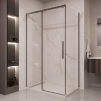 Душевой уголок прямоугольный VSR-1ST1011CLGM 1100х1000 профиль вороненая сталь стекло прозрачное VINCEA