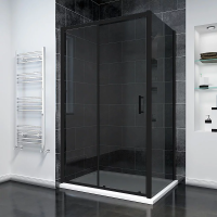 Душевой угол раздвижной прямоугольный RV055BT-15070-05-C8 1500х700х1950 Цвет профиля Чёрный матовый Стекло Тонированное Veconi