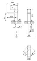 Смеситель для раковины однорычажный с донным клапаном  PORTA-LS1-SR Sunrise ручка  Sunrise Cezares
