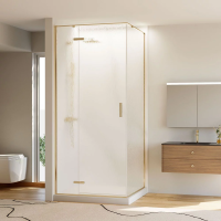 Душевой угол раздвижной прямоугольный RV073RG/L-9090-06-C4 900х900х1950 Цвет профиля Золото брашинг Стекло Дождь Veconi