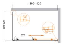 Душевой уголок, прямоугольный MOLVENO-AH-11-140/90-C-Cr-IV  1400x900x1950 Cezares